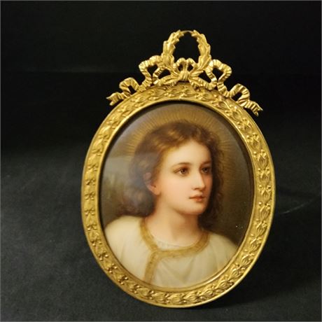 Antique Mini Oval Brass Framed Portrait