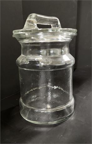 Vintage Lidded Glass Cannister...8" Tall