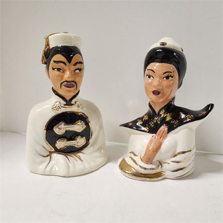 Vintage Japanese Style Hand Painted Porcelain Figurines