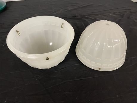 Antique White Glass Light Fixture Dome Pair...11x7