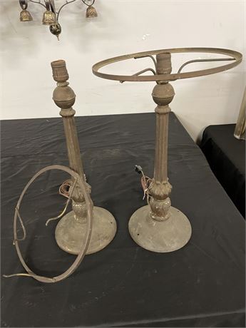 Antique Table Lamp Pair...21" Talll Needs Work