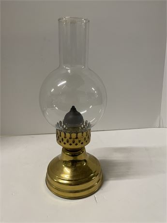 Antique Brass Oil Lamp 17" Tall