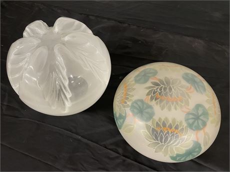 Antique Glass Dome Shade Pair