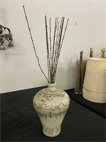 Vintage Vase with 30" Metal Willow Arrangement