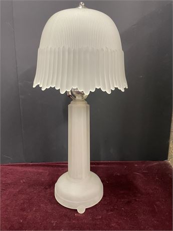 Antique Frosted Glass Table Lamp - 9"⬆️.