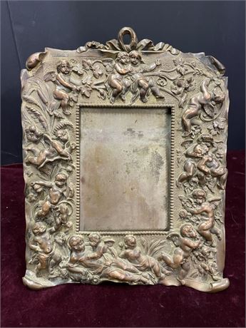 Antique Metal (Brass/Copper?) Table Top Picture Frame - 9x10