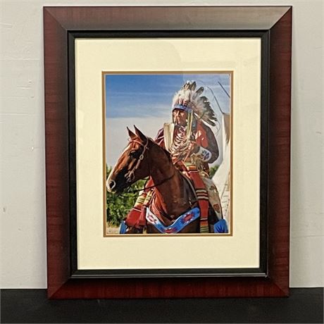 Framed Native American in Headdress Photo - 20x24