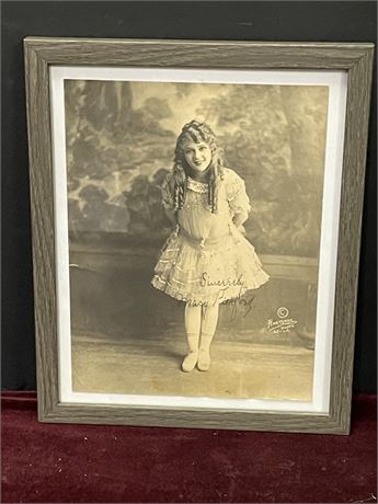 Antique Framed & Signed Mary Pickford Photo Print - 9x11