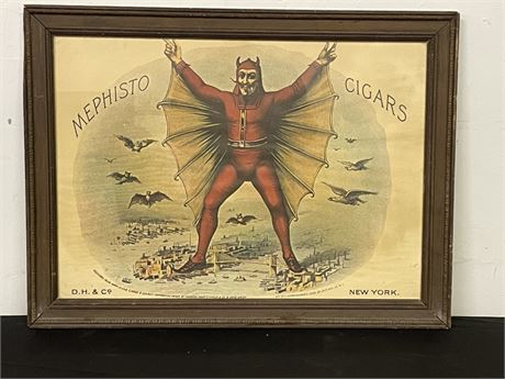 Antique Framed Mephisto Cigars Advertising Print - 32x24