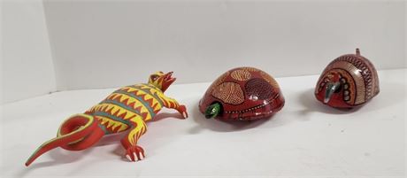 Hand Made & Painted Reptile Trio