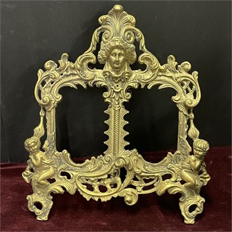 Antique  Brass Ornate Dual Photo Table Top Frame - 11x13