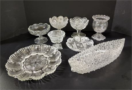 Assorted Vintage Crystal/Cut Glass Candy Bowls & Trays