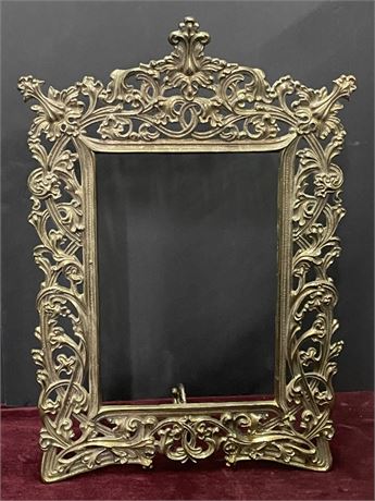 Antique Ornate Brass Table Top Frame - 12x17