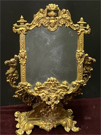 Antique Brass Victorian Standing Mirror - 9x15