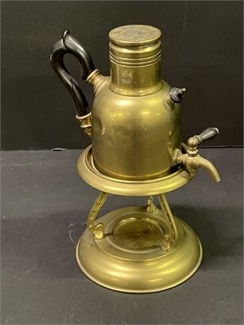 Antique Picard Brass Coffee Pot W/ Heating Stand - 5"x9"