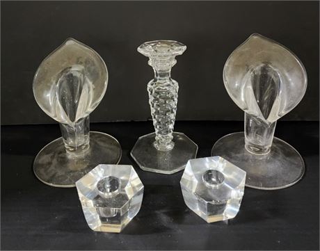 Assorted Vintage Crystal/Cut Glass Candle Holders