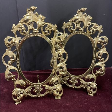 Antique Brass Table Top Frame Pair - 10x14