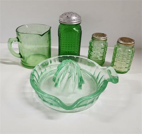 Assorted Vintage Green Glass