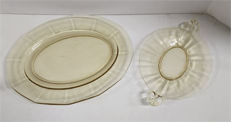 Vintage Yellow Glass Platter & Tray