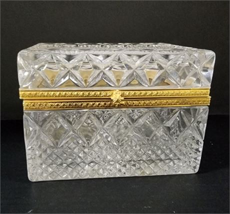 Antique Crystal & Brass Trinket Box...7x5x5