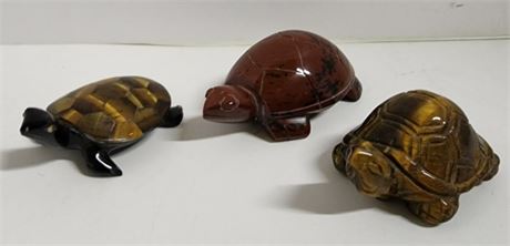 Beautiful Hand Carved Stone Turtle Trio