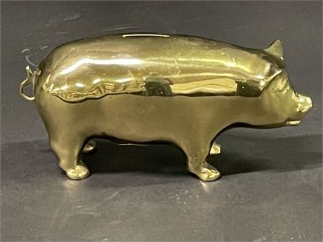 Vintage Brass Pig Coin Bank