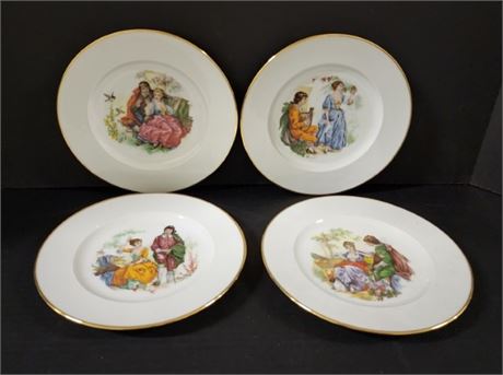 Collectible JKW Hand Painted Porcelain Plate Set