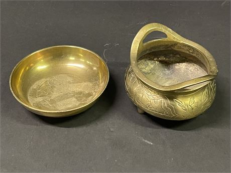 Vintage Etched China Brass Pair