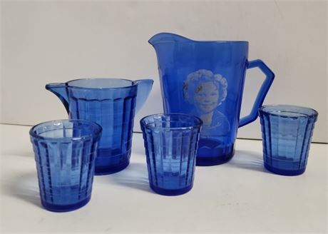 Collectible Vintage Shirley Temple Blue Glassware