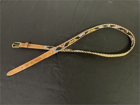 Genuine Beaded and Tooled Thunderbird Leather Belt