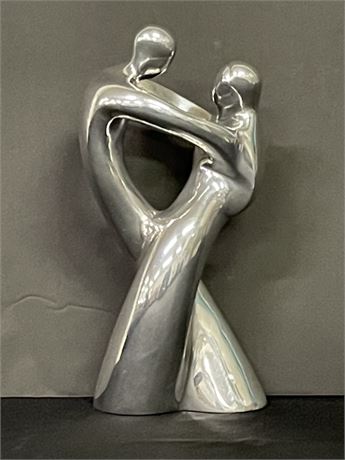 Nambe Polished Aluminum Embrace Sculpture by Alvaro Uribe, 10" Tall