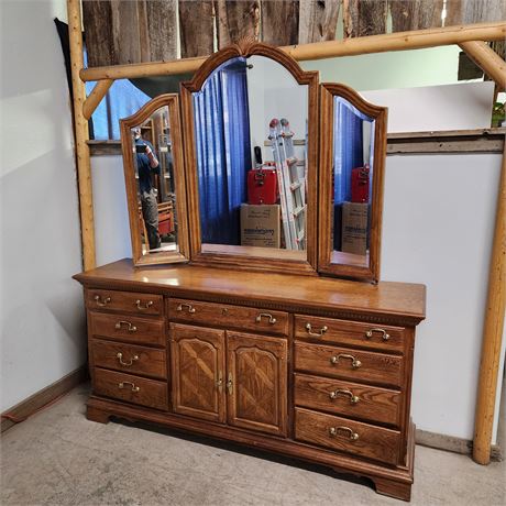 Beveled Mirrored Dresser, 70x18x82