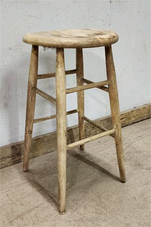 Weathered Wood Stool, 12" dia, 24" tall