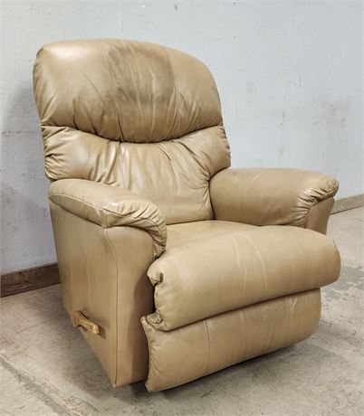 Leather La-Z-Boy Rocker Recliner, Stained Headrest