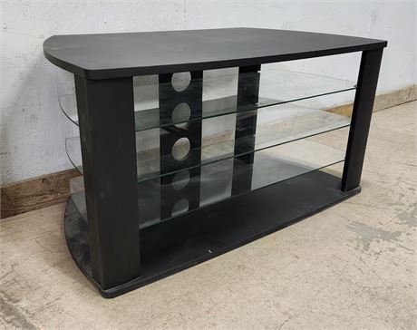 TV Table w/ 3 Glass Shelves, 40x22x21