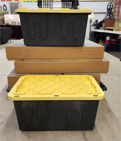 Two Heavy Duty Lidded Totes, 30x20x14