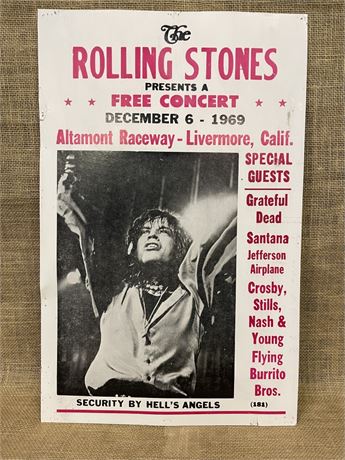 Rolling Stones 'Hells Angels Concert' Poster (cardboard) 14x22