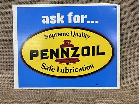 Double Sided Plastic Penzoil Advertising Sign, 12.5x10