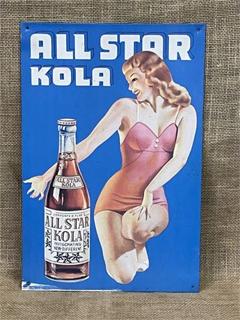 All Star Kola Reproduction Advertising Sign, 11x16