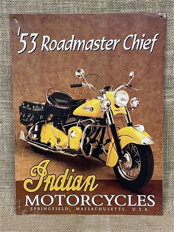 '53 Roadmaster Chief Indian Motorcycle Reproduction Advertising Sign, 12x16