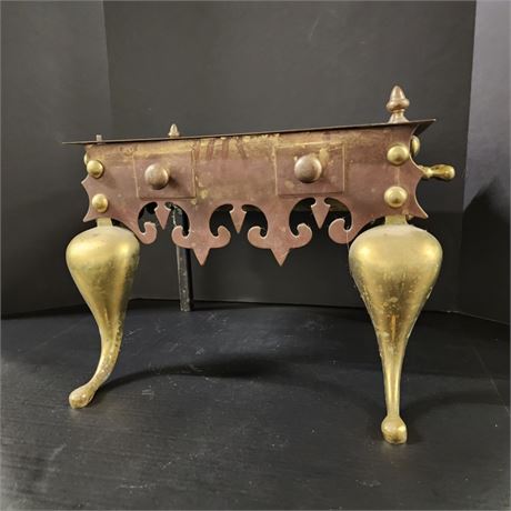 Small Vintage Brass & Metal Accent Stand, 18x12x13