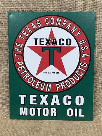 Texaco Motor Oil Reproduction Advertising Sign, 12.5x16