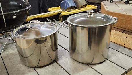 12qt and 16qt Stainless Steel Stock Pots w/ Lids