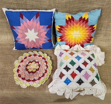 Handmade Collectible Quilted Pillow Quad