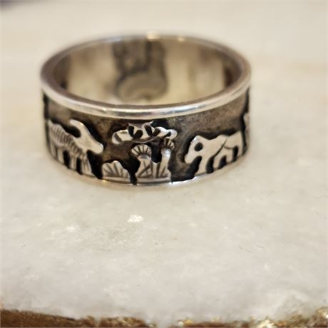 Sterling Silver Navajo Story Ring by Robert Bencenti-Sz 11½