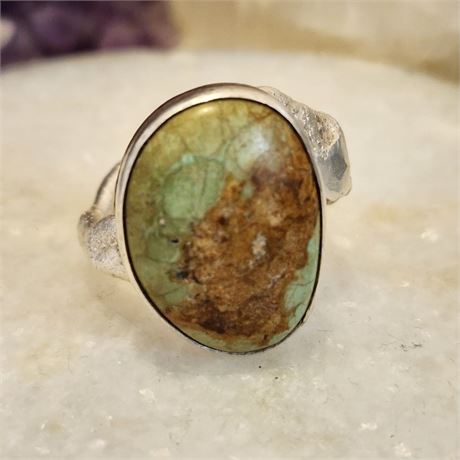 Damele Turquoise Ring set in Fine Silver (999) by Ron Singer-Sz 8¾