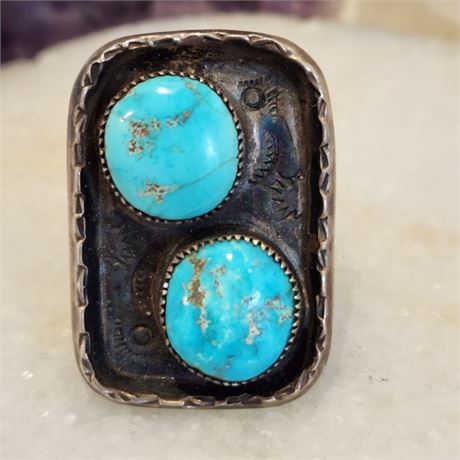 Morenci Turquoise Ring set in Silver- Sz 11