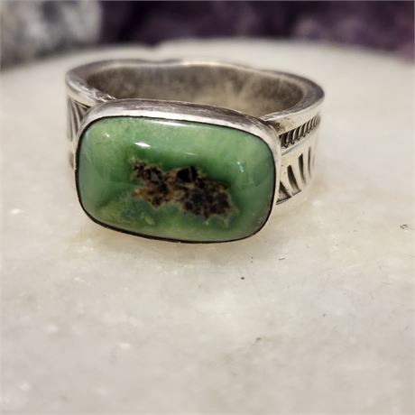 Pixie Turquoise Ring set in Sterling Silver (925) by Ron Singer-Sz 8