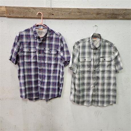 Two Like New Field & Stream Original Outfitter Short Sleeve Button Up Shirts, XL