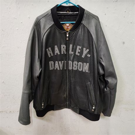 Harley Davidson Leather Letter Jacket, XXXL, Mint Condition, Soft and Supple